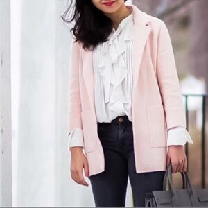 J Crew Light Pink Open Front Sophie Sweater Blazer Cardigan, Pockets Small